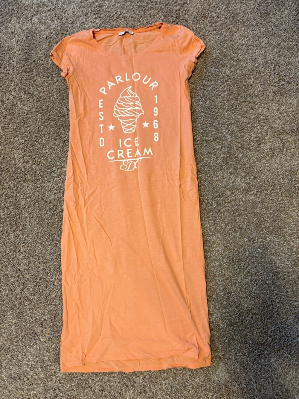Esprit EDC Peach Ice Cream Graphic Midi Summer Dress